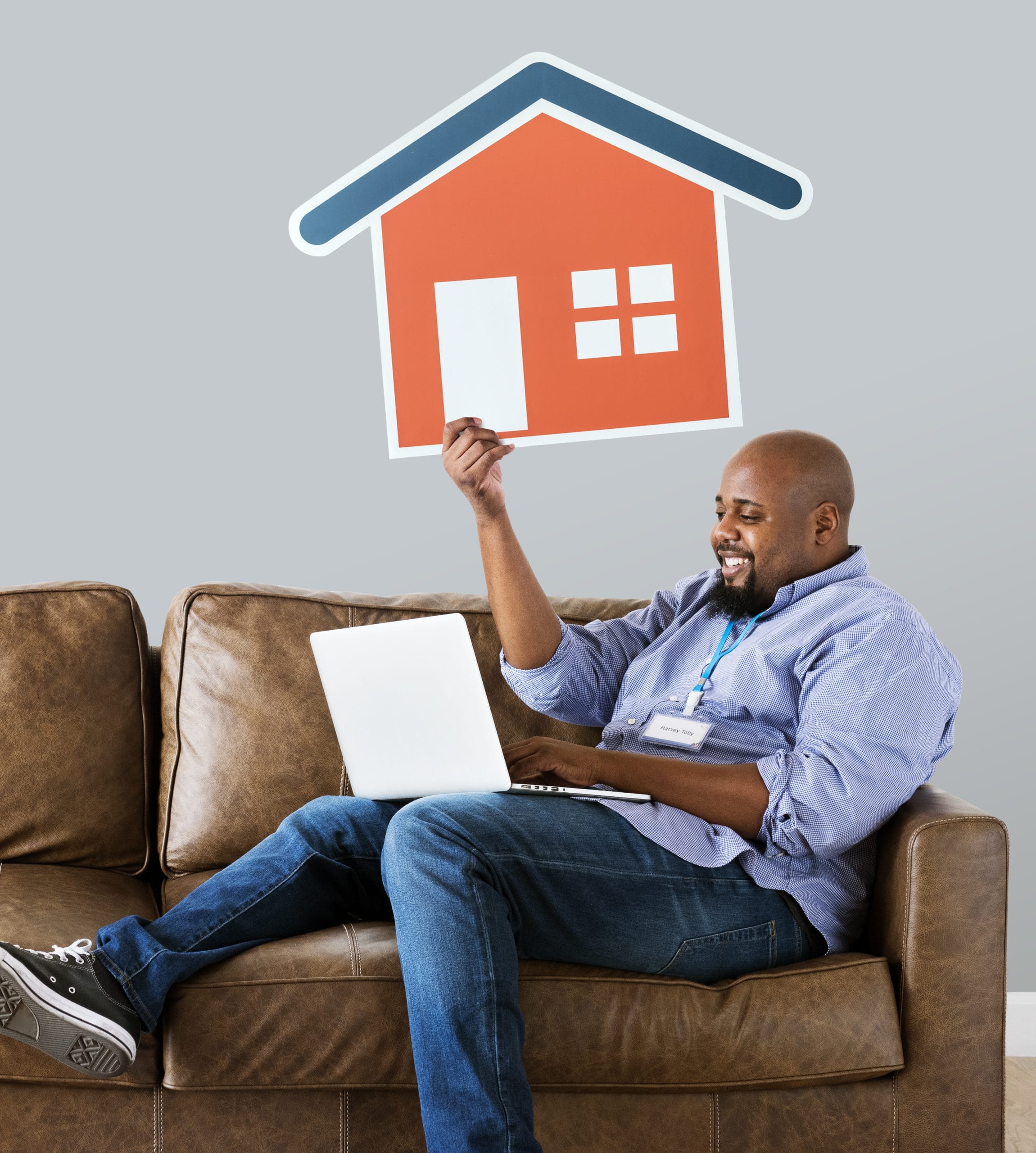 Black man working on laptop